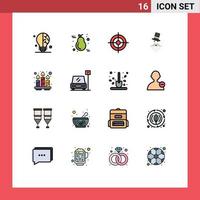 Pack of 16 Modern Flat Color Filled Lines Signs and Symbols for Web Print Media such as candles santa clause business movember moustache Editable Creative Vector Design Elements