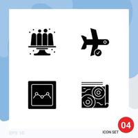 Stock Vector Icon Pack of 4 Line Signs and Symbols for baked analytics cakes plane graph Editable Vector Design Elements