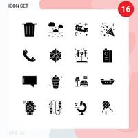 paquete de iconos de vector de stock de 16 signos y símbolos de línea para elementos de diseño de vector editables de corazón de llamada de tesoro de teléfono de barco