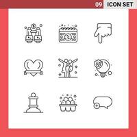 Modern Set of 9 Outlines and symbols such as dance celebration sale romantic heart Editable Vector Design Elements