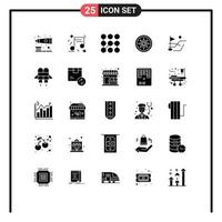 Mobile Interface Solid Glyph Set of 25 Pictograms of golf sport ball pattern india circle Editable Vector Design Elements