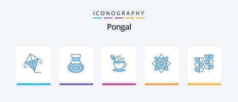 paquete de iconos pongal blue 5 que incluye holi. día de la independencia té . decoración. celebrar. diseño de iconos creativos vector