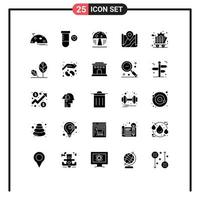 Group of 25 Modern Solid Glyphs Set for commerce destination water google pin Editable Vector Design Elements