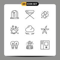 Outline Pack of 9 Universal Symbols of wind sales seat retail hand Editable Vector Design Elements