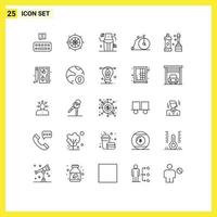 25 iconos creativos signos y símbolos modernos de vehículos más limpios dieta transporte bicicleta elementos de diseño vectorial editables vector
