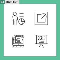 Stock Vector Icon Pack of 4 Line Signs and Symbols for chart device management link management Editable Vector Design Elements