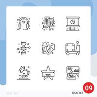 Set of 9 Modern UI Icons Symbols Signs for genetic modification dna real chromosome planning Editable Vector Design Elements