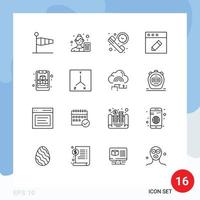 Modern Set of 16 Outlines and symbols such as mac app business analyst time phone Editable Vector Design Elements