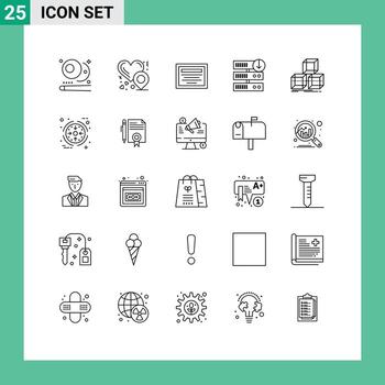 Group of 25 Modern Lines Set for box design file arrange server downgrade Editable Vector Design Elements