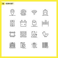 Set of 16 Vector Outlines on Grid for cold business wireless online mobile Editable Vector Design Elements