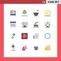 Pack of 16 Modern Flat Colors Signs and Symbols for Web Print Media such as user interface cooking communication dollar Editable Pack of Creative Vector Design Elements