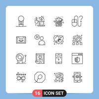 Universal Icon Symbols Group of 16 Modern Outlines of audio online goal info contact Editable Vector Design Elements