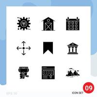 9 User Interface Solid Glyph Pack of modern Signs and Symbols of instagram full screen house expand schedule Editable Vector Design Elements