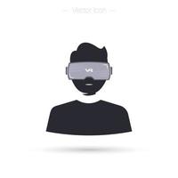 Virtual Reality Headset, Man. VR icon. Vector isolated on white background.