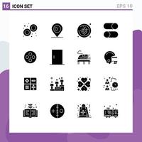 16 Thematic Vector Solid Glyphs and Editable Symbols of movie cinema gluten settings loading Editable Vector Design Elements