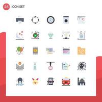 User Interface Pack of 25 Basic Flat Colors of night position appliances destination route Editable Vector Design Elements