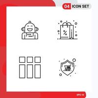 Group of 4 Filledline Flat Colors Signs and Symbols for android collage emotional gift image Editable Vector Design Elements