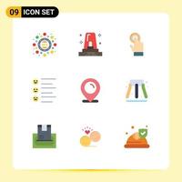 9 Universal Flat Colors Set for Web and Mobile Applications map emojis toch text format Editable Vector Design Elements