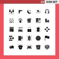 Set of 25 Modern UI Icons Symbols Signs for valentine love weapon flower night Editable Vector Design Elements