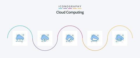 Cloud Computing Blue 5 Icon Pack Including server. cloud. syncronize. computing vector