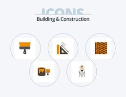 paquete de iconos planos de construcción y construcción 5 diseño de iconos. gobernante. lápiz. herramienta. construcción. herramienta vector