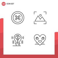 Line Pack of 4 Universal Symbols of food content crop photography imagination Editable Vector Design Elements