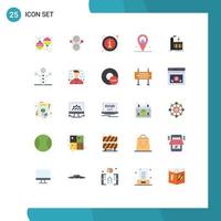 User Interface Pack of 25 Basic Flat Colors of business mill details outsource location Editable Vector Design Elements