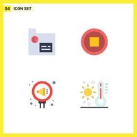 Set of 4 Modern UI Icons Symbols Signs for business public records user reputation Editable Vector Design Elements