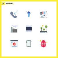 Set of 9 Modern UI Icons Symbols Signs for maximize smoke plan production factory Editable Vector Design Elements