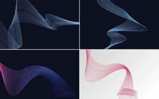 Create a cohesive aesthetic with this set of 4 geometric wave pattern backgrounds vector