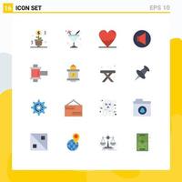 Pictogram Set of 16 Simple Flat Colors of film speaker water sound lab Editable Pack of Creative Vector Design Elements