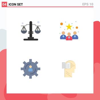 4 Universal Flat Icons Set for Web and Mobile Applications balance person business best team productivity Editable Vector Design Elements