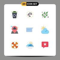 Mobile Interface Flat Color Set of 9 Pictograms of basic map cereal masjid location Editable Vector Design Elements
