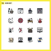 conjunto de 16 iconos modernos de la interfaz de usuario signos de símbolos para el sitio de niebla de té de pronóstico nocturno elementos de diseño de vectores creativos editables