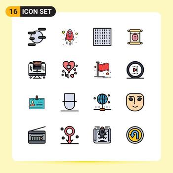 Modern Set of 16 Flat Color Filled Lines Pictograph of balloon database weather digital easter Editable Creative Vector Design Elements