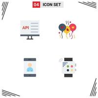 Set of 4 Modern UI Icons Symbols Signs for app mobile develop love user Editable Vector Design Elements