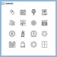 16 User Interface Outline Pack of modern Signs and Symbols of workforce sheet graph employee internet Editable Vector Design Elements