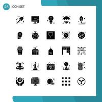 Solid Glyph Pack of 25 Universal Symbols of digital artificial bulb invest hold Editable Vector Design Elements