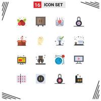 Universal Icon Symbols Group of 16 Modern Flat Colors of heart box mail protection lock Editable Pack of Creative Vector Design Elements