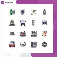 Pack of 16 Modern Flat Color Filled Lines Signs and Symbols for Web Print Media such as business racing app game car Editable Creative Vector Design Elements