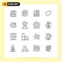 User Interface Pack of 16 Basic Outlines of global earth rescource food job Editable Vector Design Elements