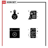 User Interface Pack of 4 Basic Solid Glyphs of love cancel perfume businessman layout Editable Vector Design Elements