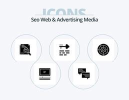 Seo Web And Advertising Media Glyph Icon Pack 5 Icon Design. login. lock. chat. key. page search vector