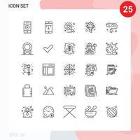 Universal Icon Symbols Group of 25 Modern Lines of optimization funnel mobile application filter search engine Editable Vector Design Elements