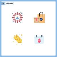 Universal Icon Symbols Group of 4 Modern Flat Icons of seo food bag shopping nutrition Editable Vector Design Elements
