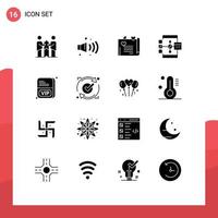 16 Universal Solid Glyphs Set for Web and Mobile Applications card development love letter develop app Editable Vector Design Elements