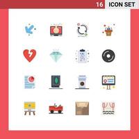 16 Universal Flat Color Signs Symbols of heart attack presentation exchange employee convert Editable Pack of Creative Vector Design Elements