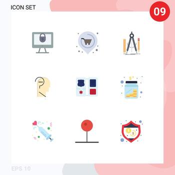 Set of 9 Modern UI Icons Symbols Signs for book confuse mind build confuse brain tool Editable Vector Design Elements
