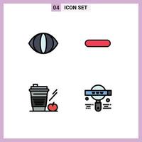 Set of 4 Modern UI Icons Symbols Signs for eye apple delete remove glass Editable Vector Design Elements