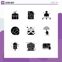 Editable Vector Line Pack of 9 Simple Solid Glyphs of gadget devices boss connected head Editable Vector Design Elements